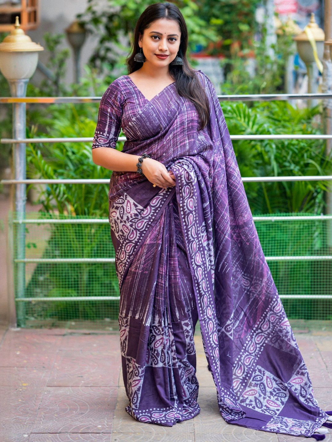 LeeliPeeri Designer Batik Printed Hand Block Chanderi Saree