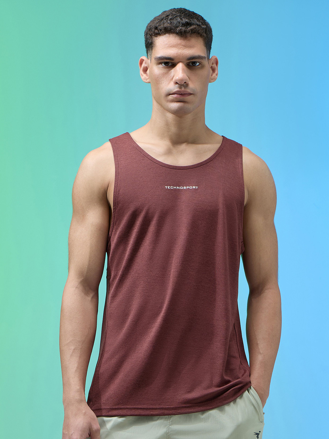 Technosport Men Slim Fit Innerwear Sports Vest with Double Cool for Gym