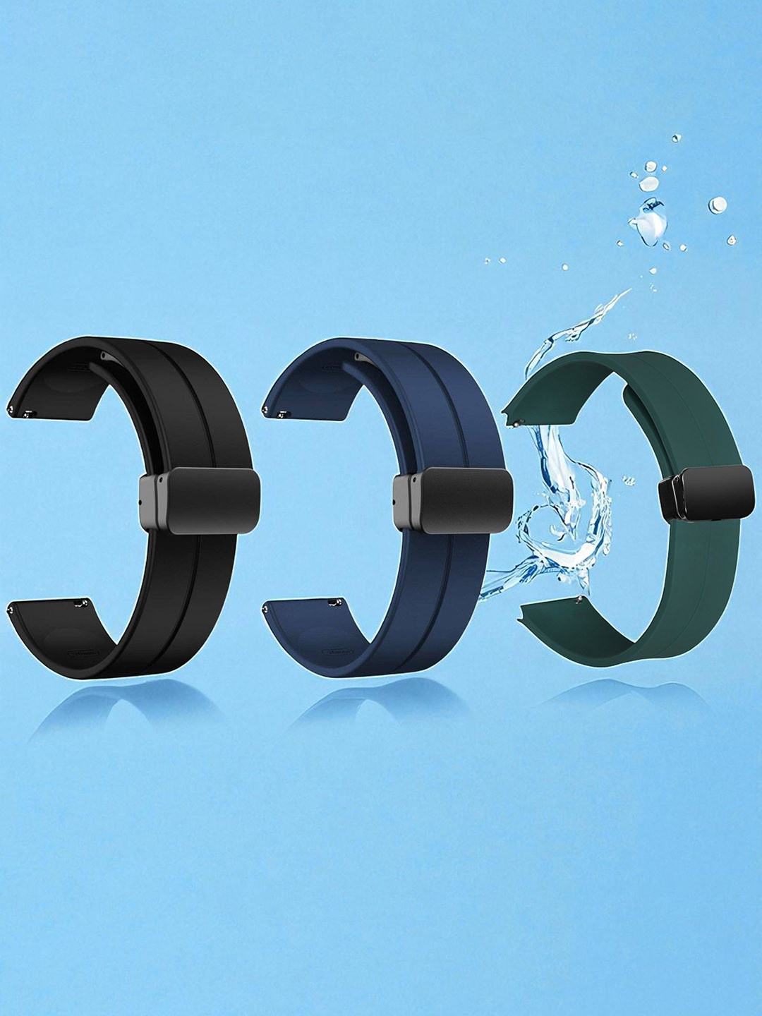 LORENZ Set Of 3 Silicon Watch Straps With Buckle Lock