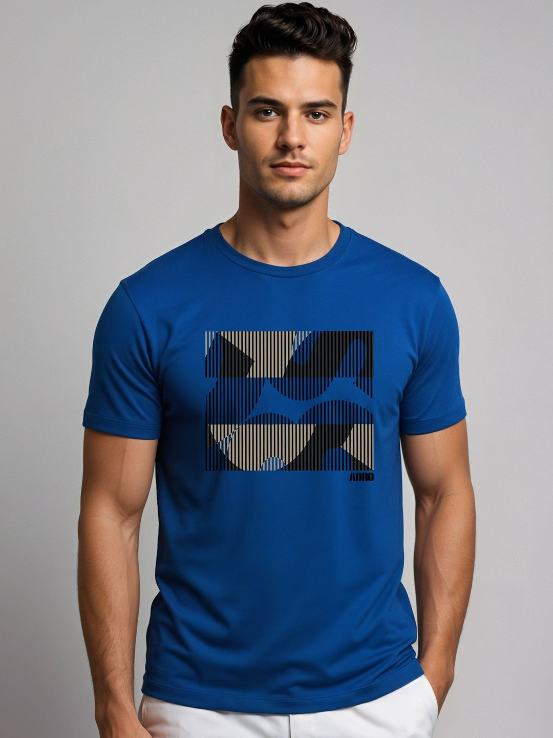 ADRO Abstract Printed Short Sleeves Cotton Regular Fit T-shirt
