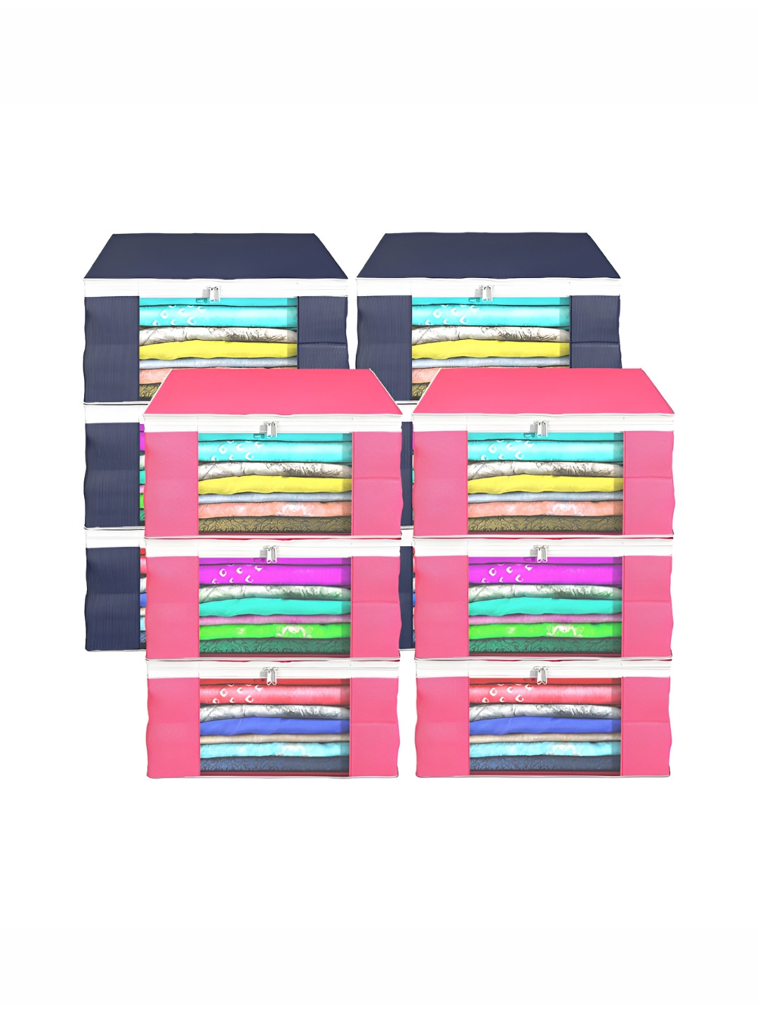 Aura Pink 12 Pieces Foldable Piping Non-Woven Saree Covers