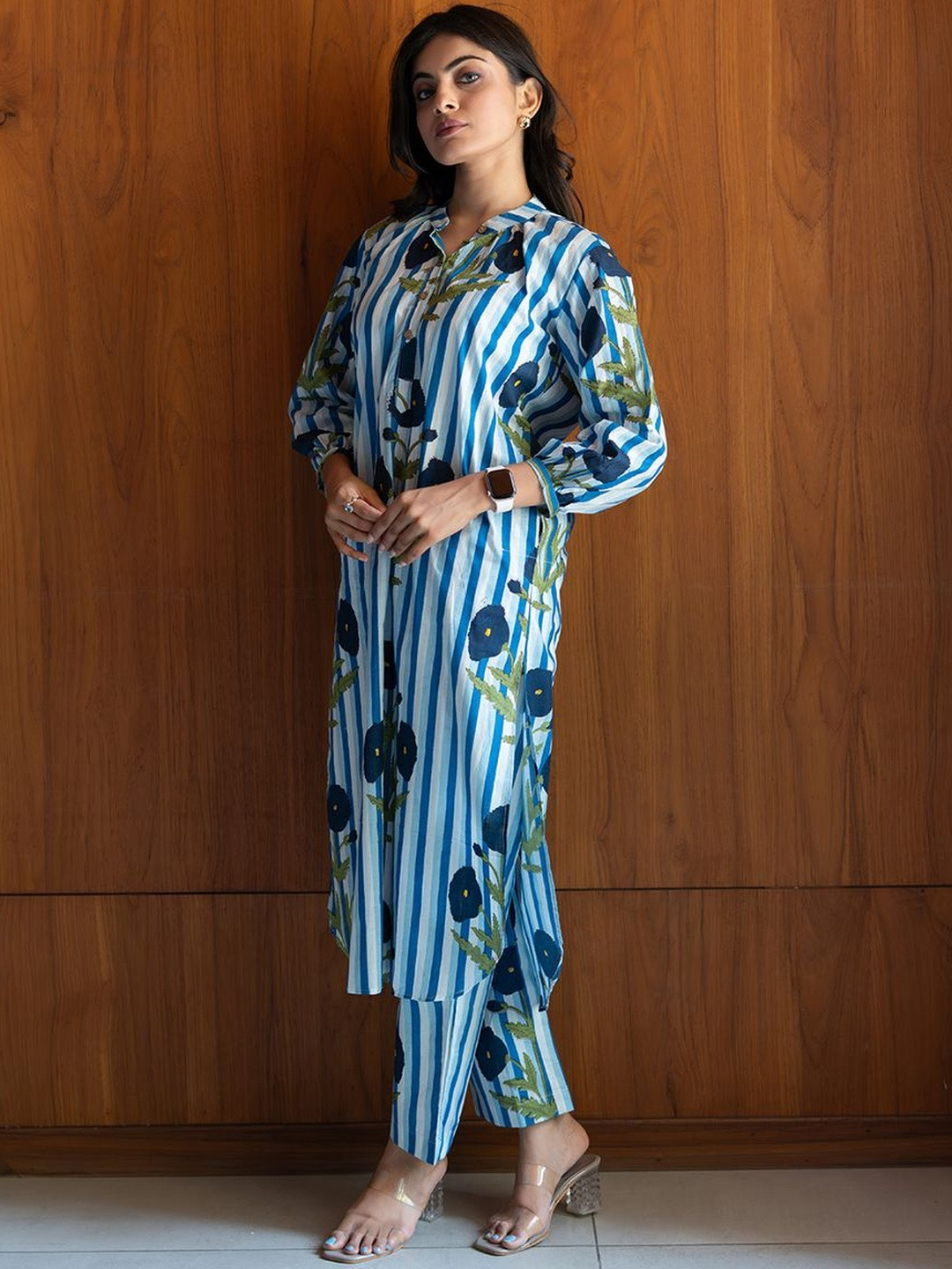 In Your Dreams Women Floral Printed Pure Cotton Kurta with Trouser