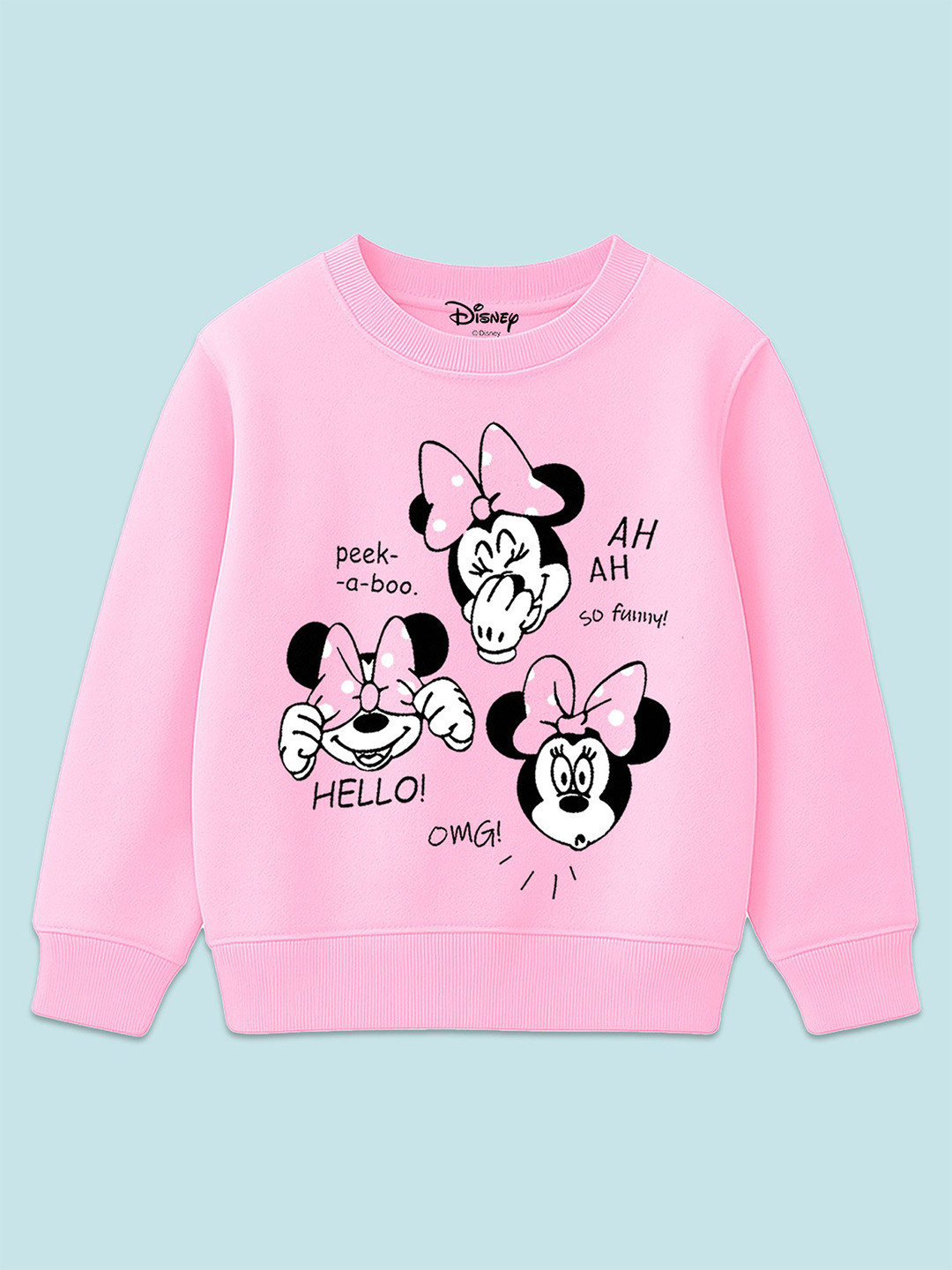 YK Disney Girls Minnie Mouse Printed Long Sleeves Sweatshirt