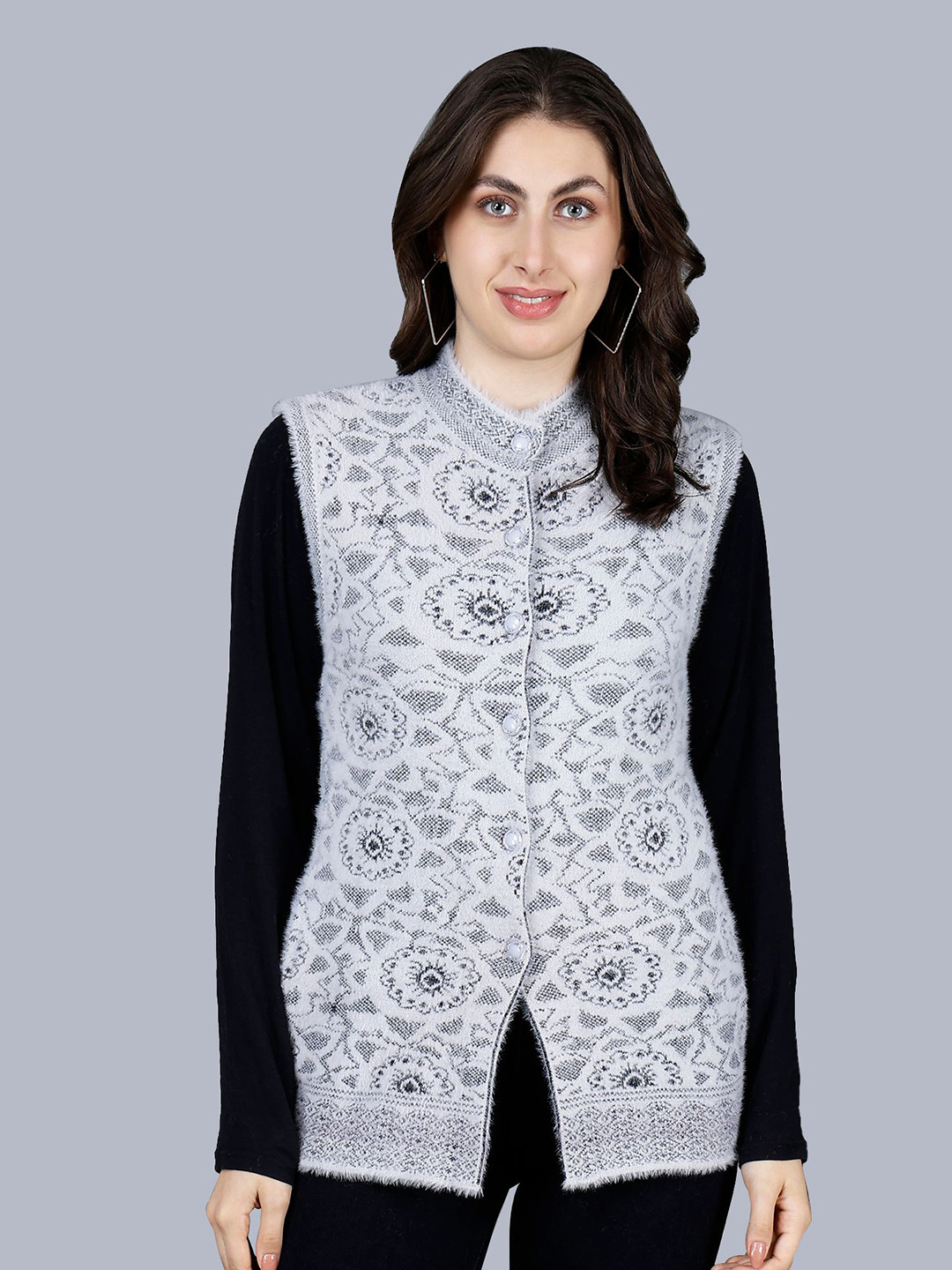 Chatanya Women Woollen Band Collar Sweater Vest