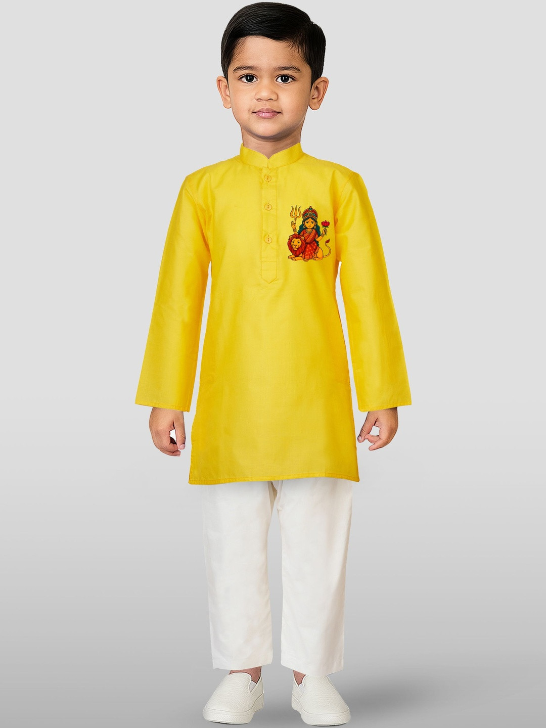 JBN Creation Boys Maa Durga Printed Regular Kurta with Pyjamas