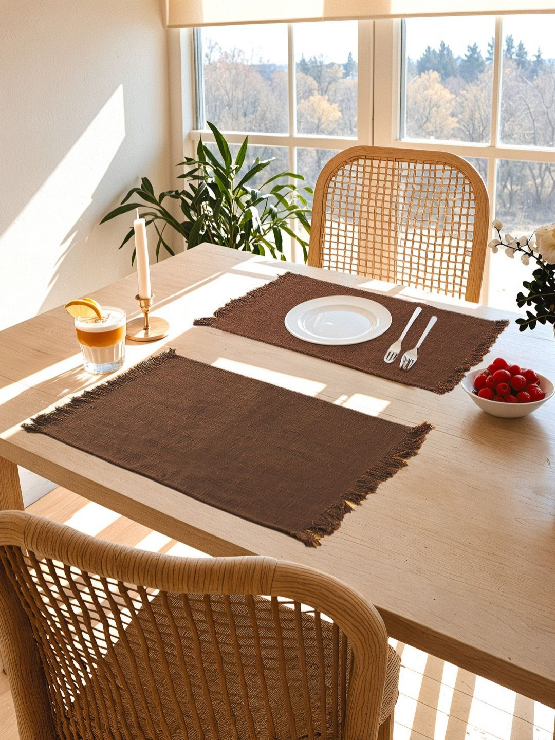 House This Amodini 2 Pieces Brown Pure Cotton Table Placemats