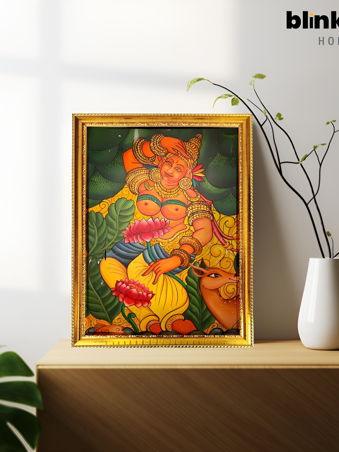 blinkart Orange & Yellow Ethnic Motifs Wall Painting