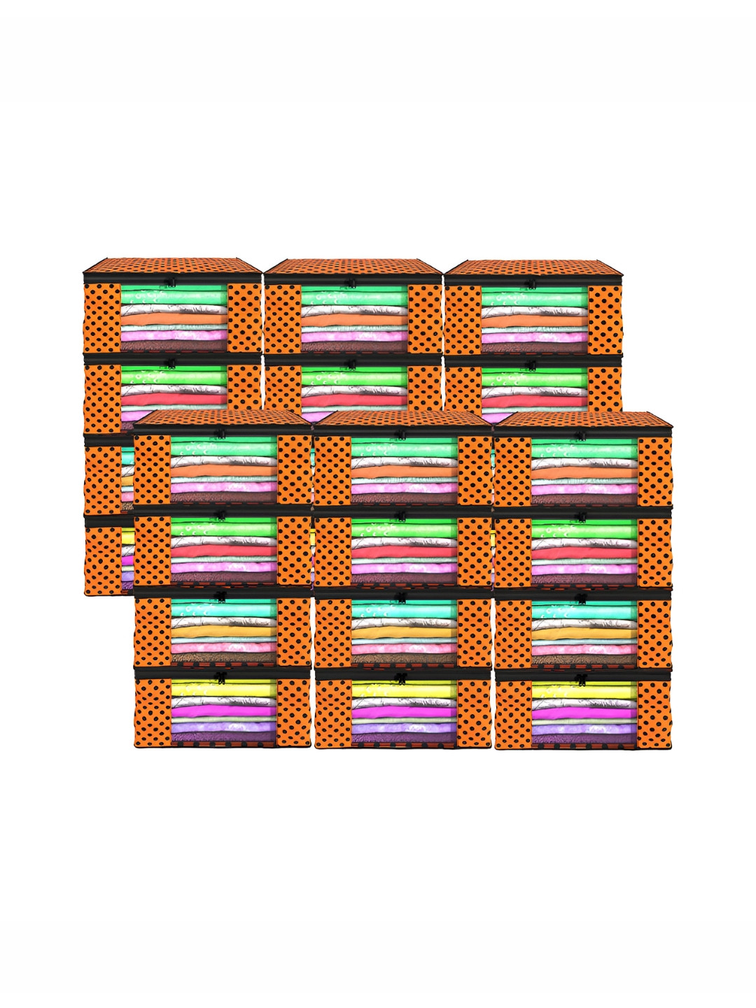 Aura Orange And Black 24 Pieces Printed Foldable Saree Covers