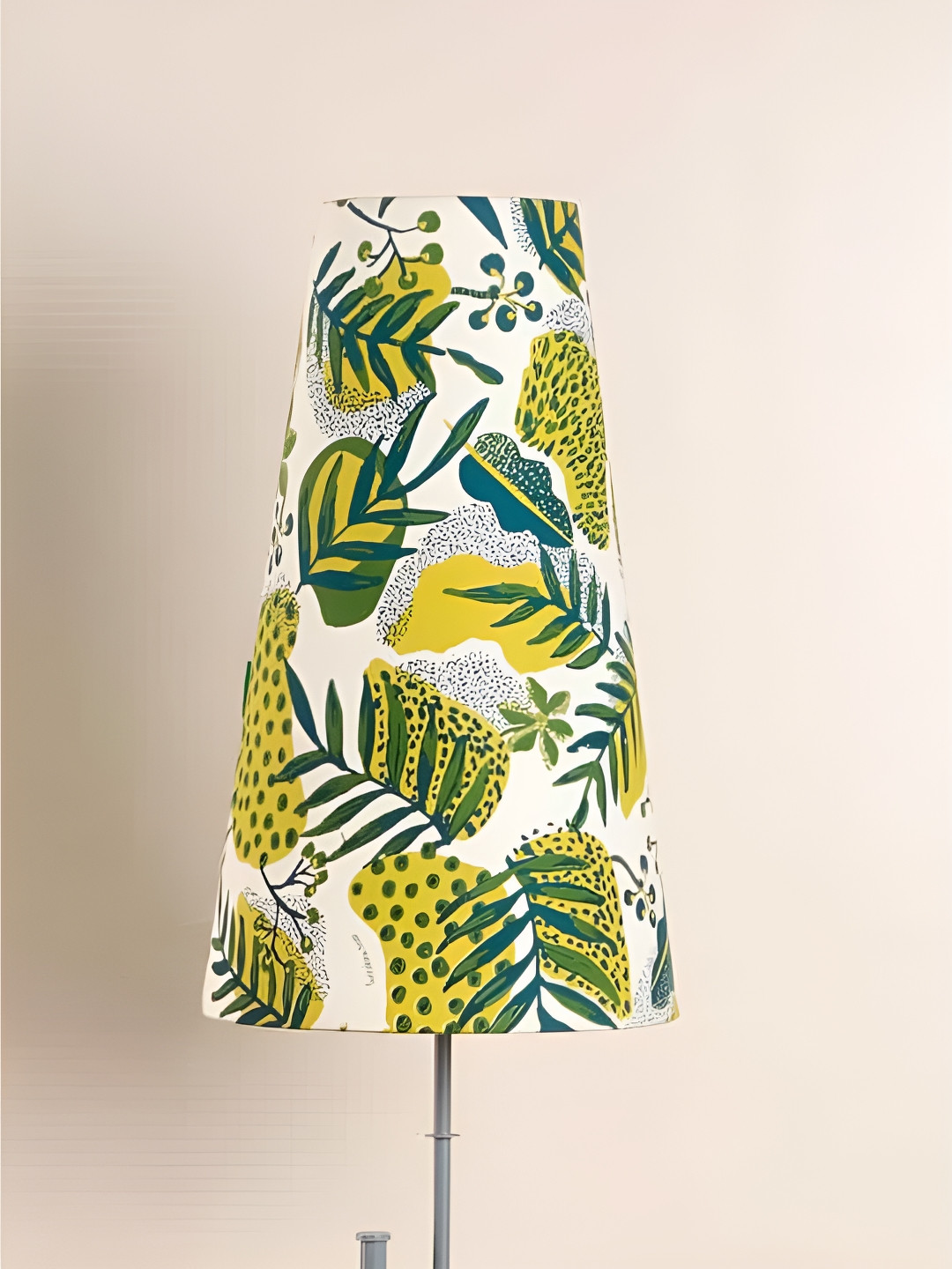 FREEDOM TREE Green & White Metal Panai Fabric Taper Lampshade