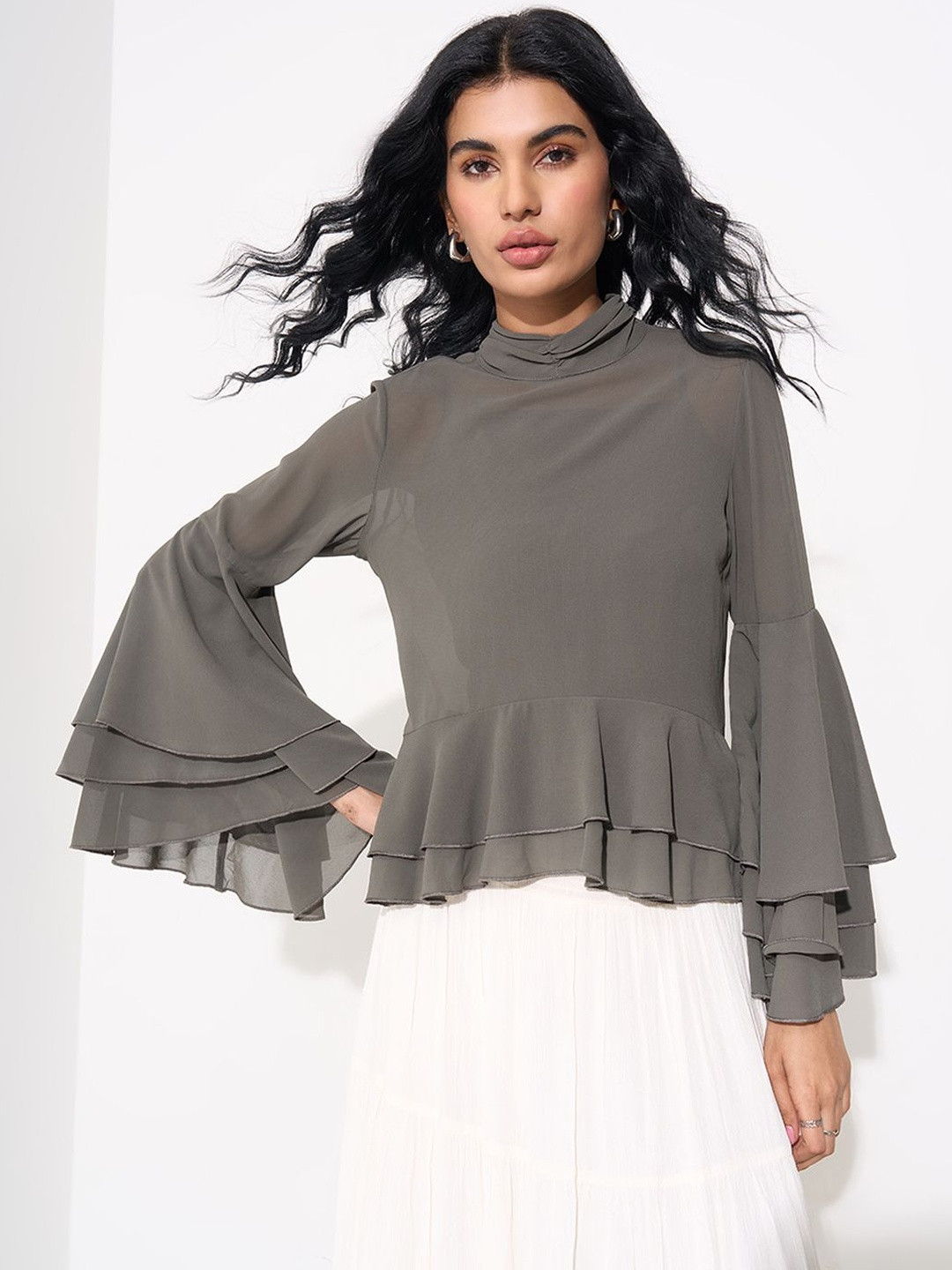 Honey by Pantaloons Women Bell Sleeve Ruffles Top