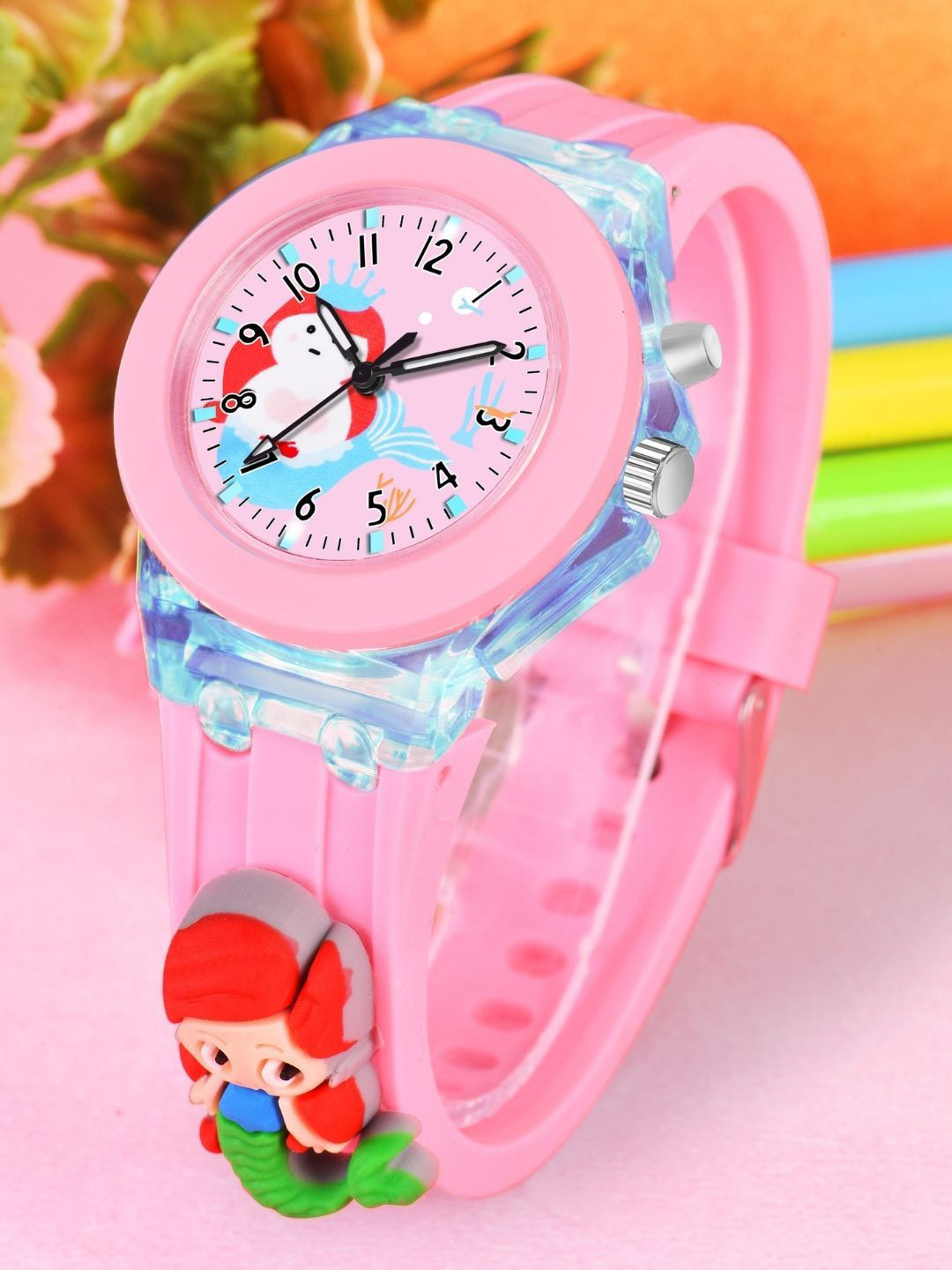 PAPIO Kids Dial & Straps Analogue LED Backlight Watch KD-044 PINK MERMAID