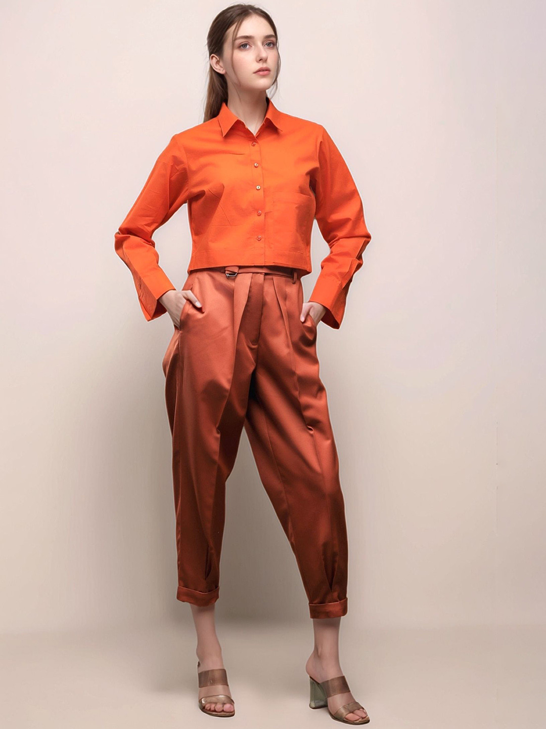 Dheeraj Sharma Women High-Rise Peg Trousers