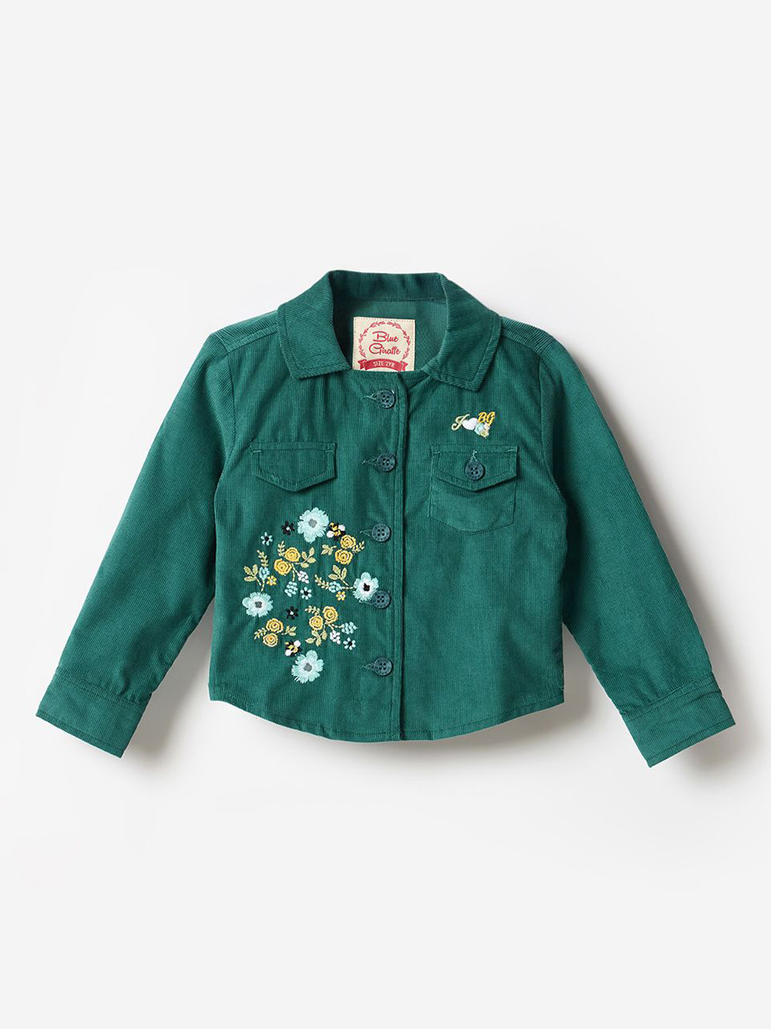 Blue Giraffe Girls Parka Button Jacket