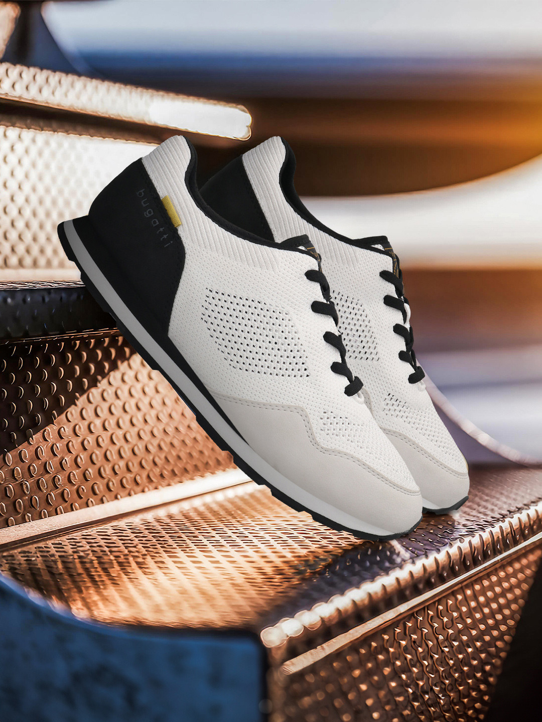 Bugatti Men Woven Design Lace-Ups Sneakers with Laser Cuts