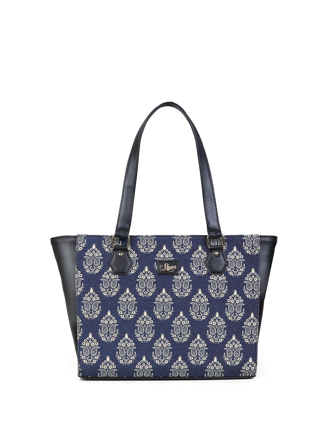 LIVRO Floral Printed Buckle Detail Jute Tote Bag With Detachable Strap