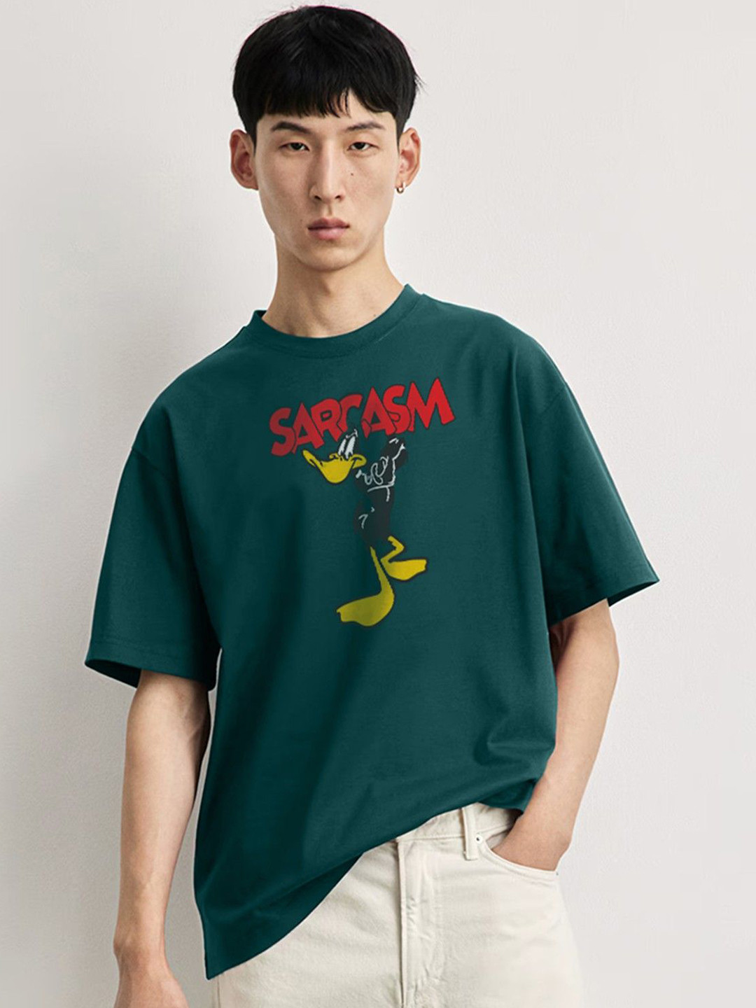 MaverIQ Donald Duck Printed Round Neck Organic Cotton Oversized T-shirt