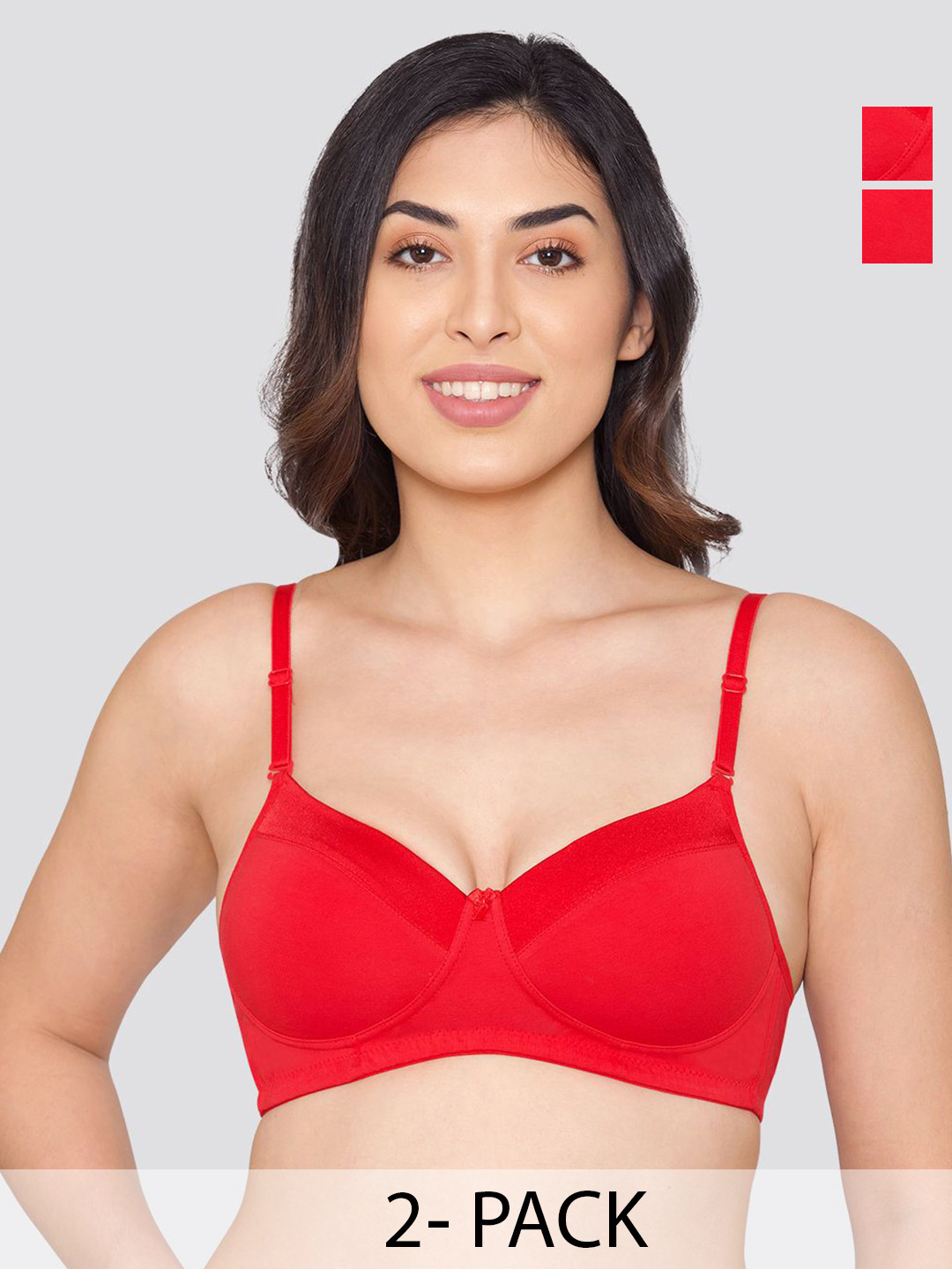 Madee Everyday Comfort  Pack of 2 Elegant Satin Neckline Padded T-Shirt Bras