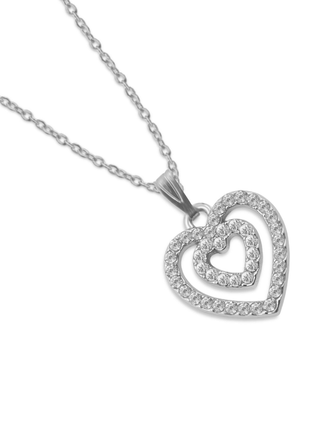 Utkarsh Women Silver-Plated Heart Shaped Pendants with Chains