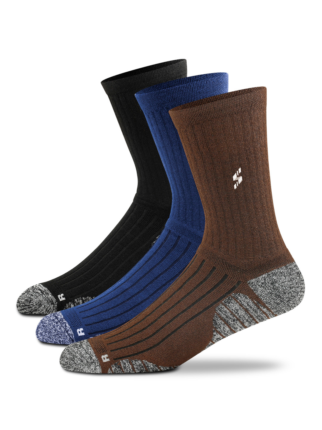 Supersox Men Pack Of 3 Calf Length Cotton Compression Cushion Socks