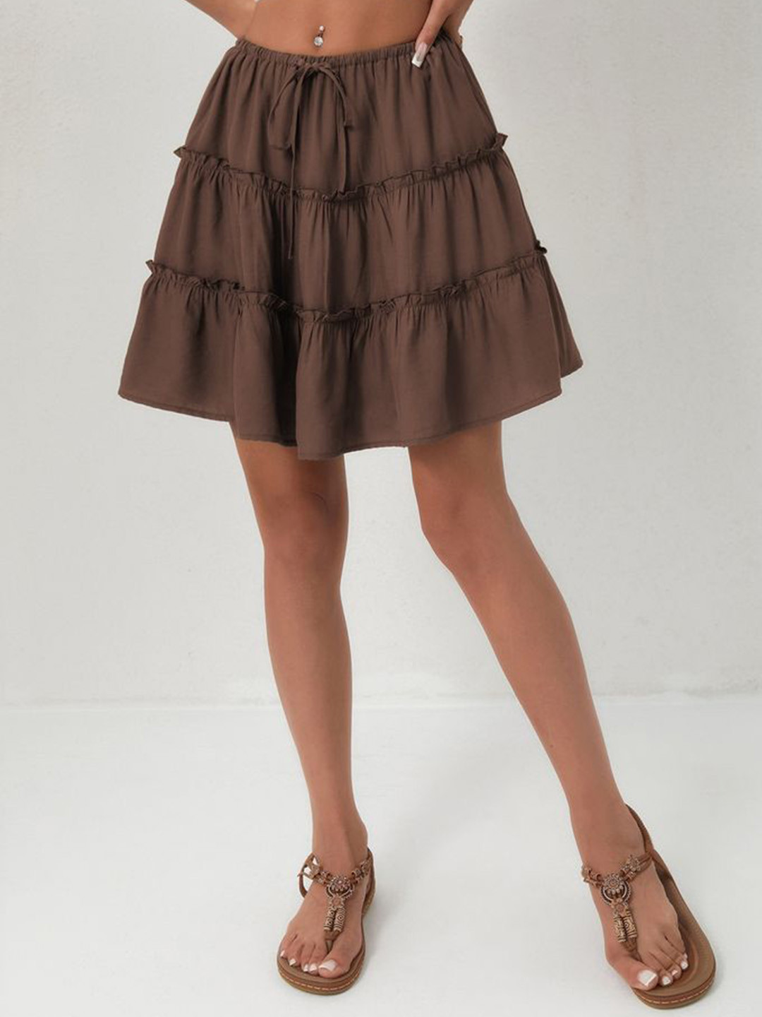 LULU & SKY High-Rise Ruffled Tiered Mini Skirt