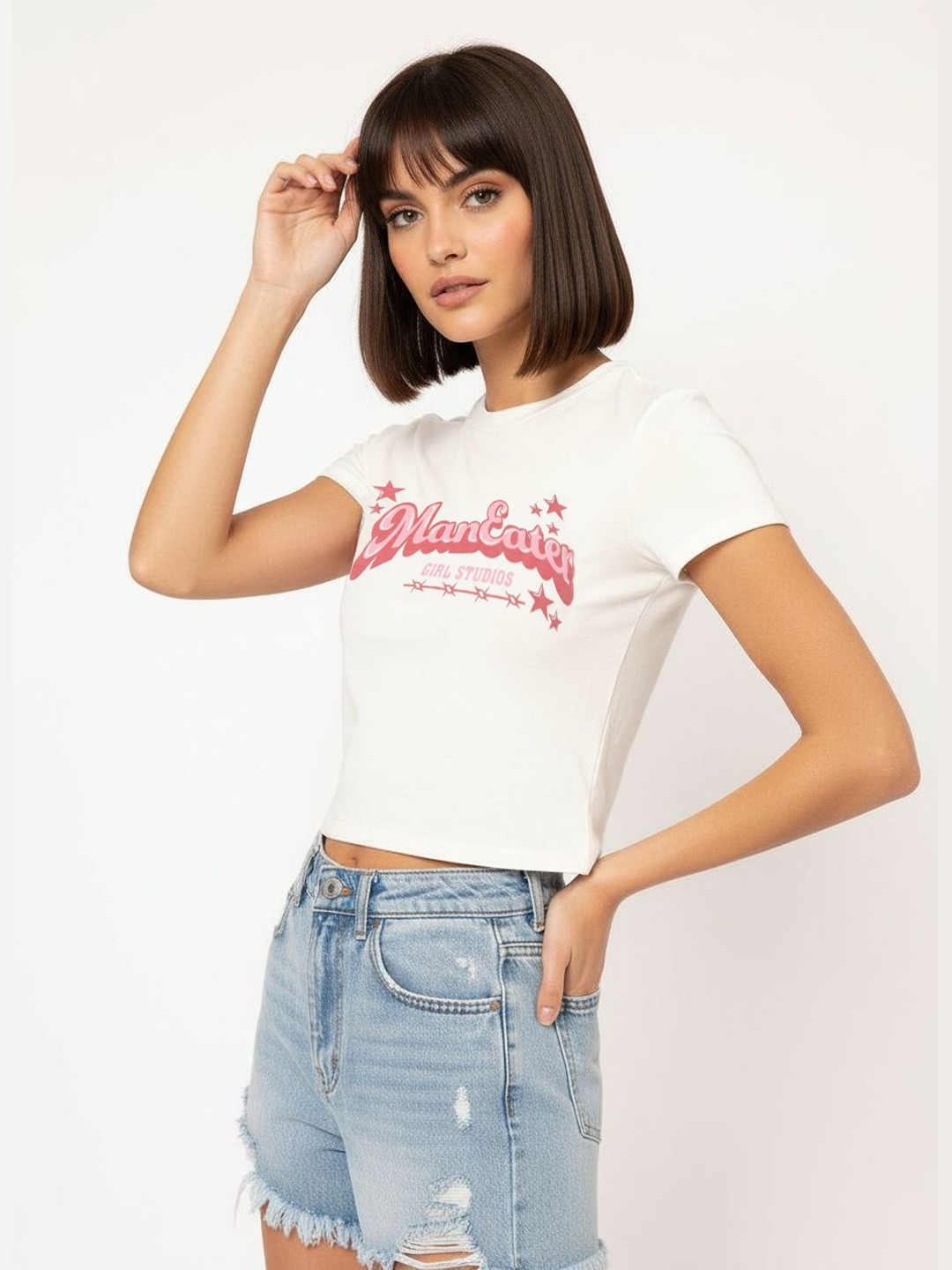 DressBerry Girly glam Typography Slim Fit T-shirt