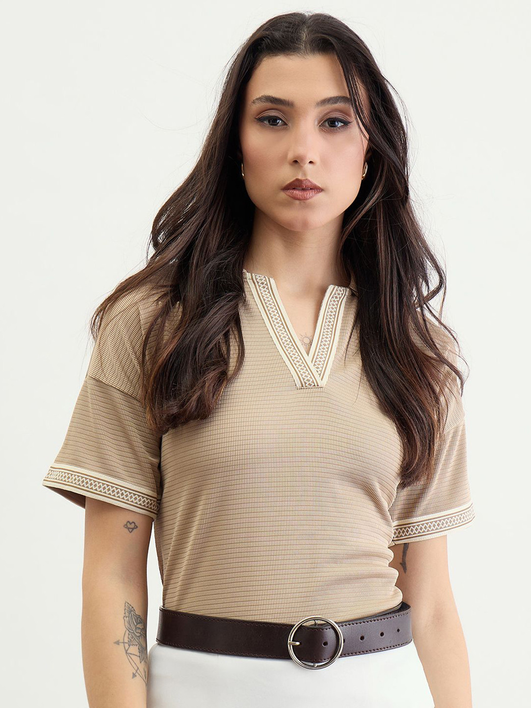 Iconic Self Design Polo Collar T-shirt Regular Fit T-shirt