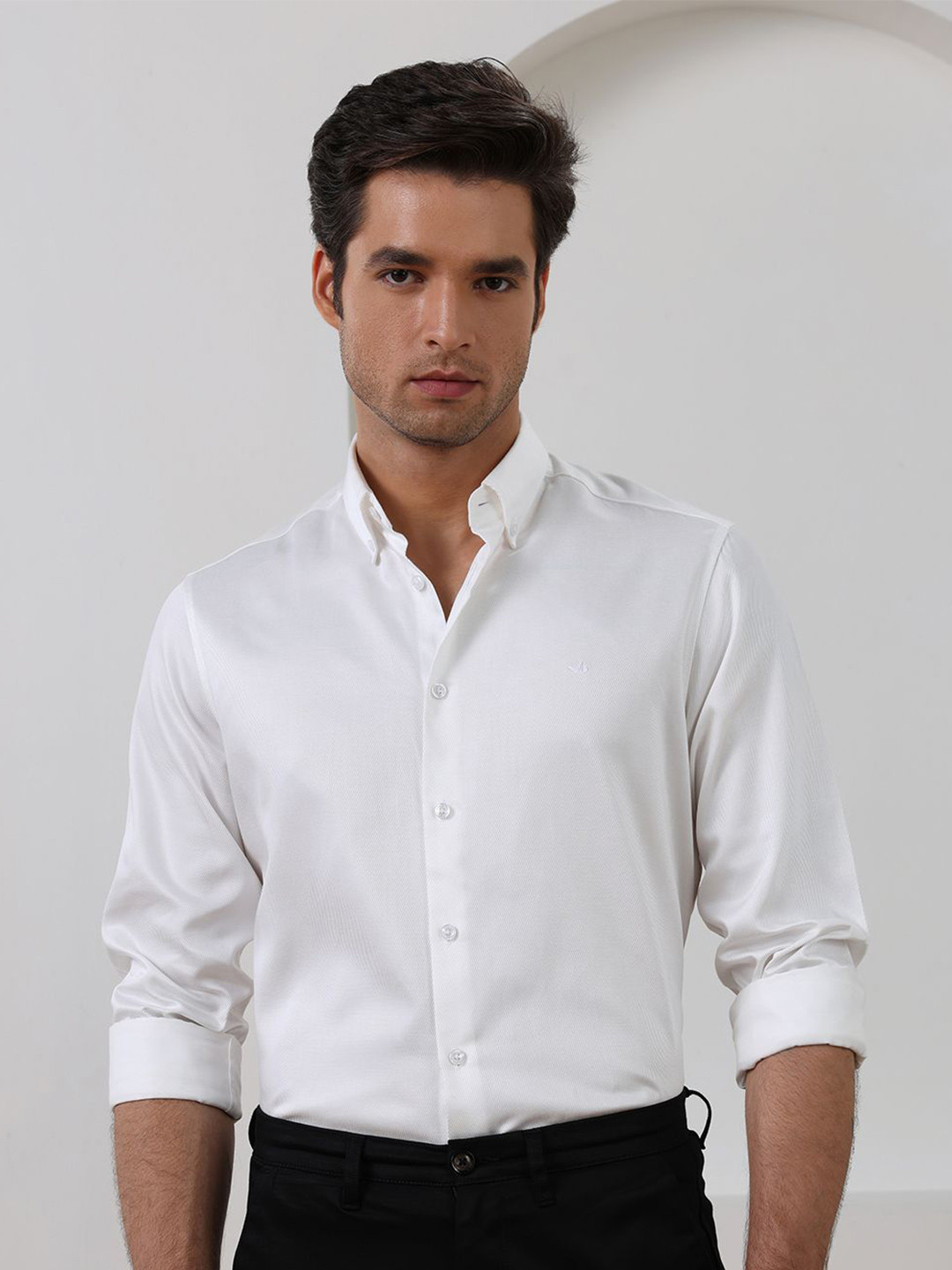 Aldeno Standard Button-Down Collar Pure Cotton Formal Shirt