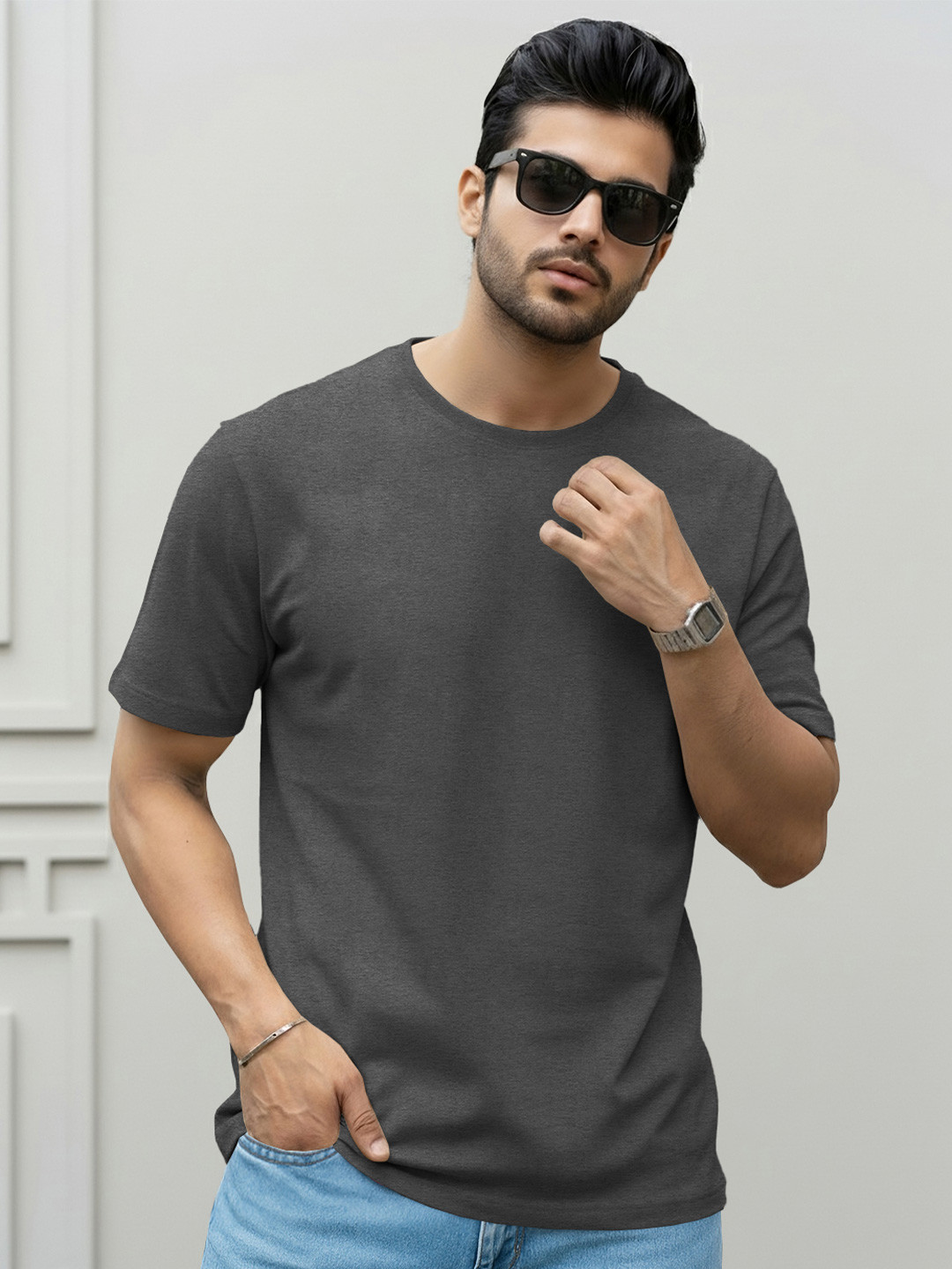 TRIPR Round Neck Drop-Shoulder Sleeves T-shirt