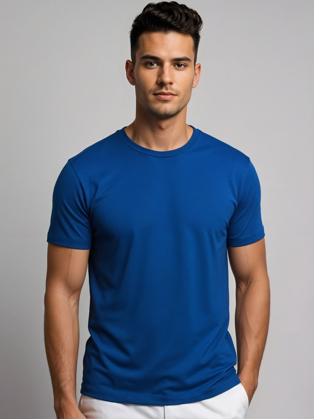 ADRO Round Neck Short Sleeves Skin-Friendly Regular Fit Casual T-shirt