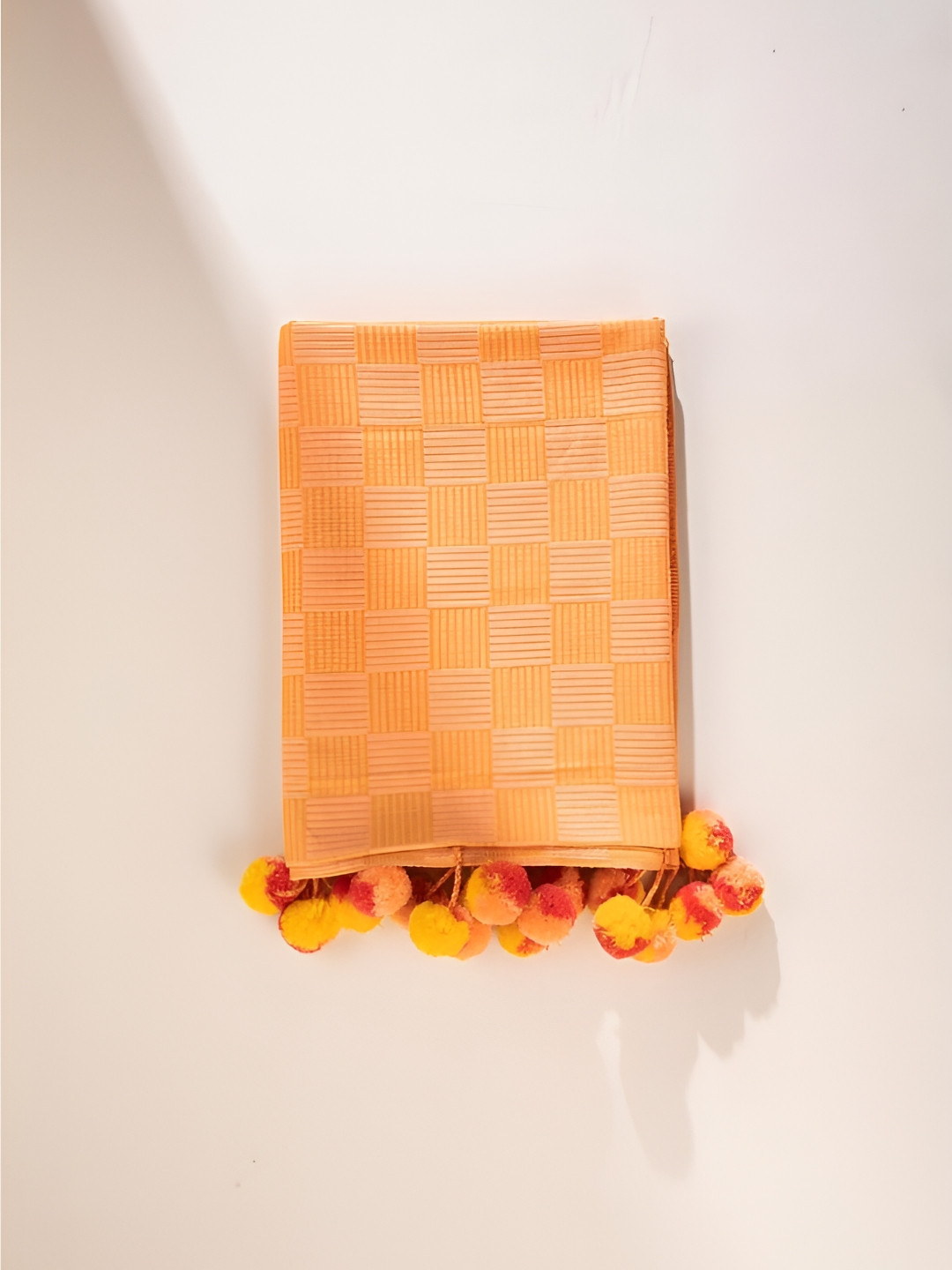 FREEDOM TREE Waffle Orange-Colored & Red Woven Cotton Throws