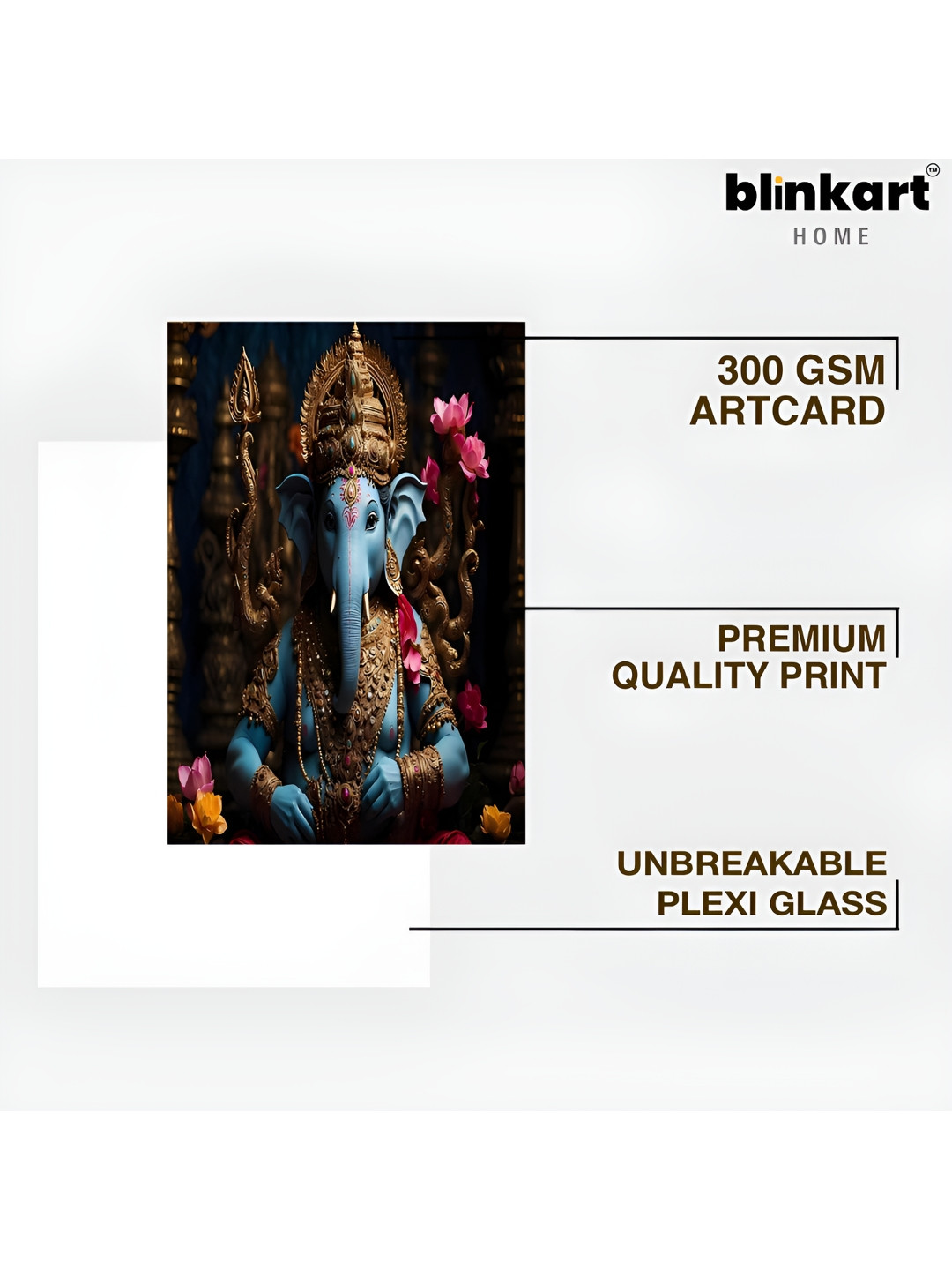 blinkart Blue & Pink Printed Lord Ganesha Religious Wall Art