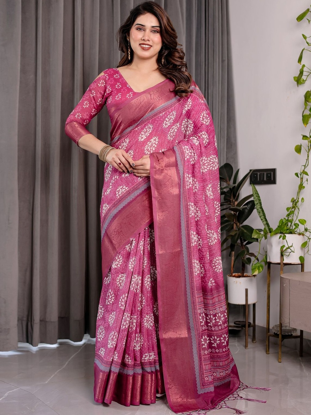 MAHARANI COUTURE Pure Cotton Ethnic Motifs Printed Jamdani Saree