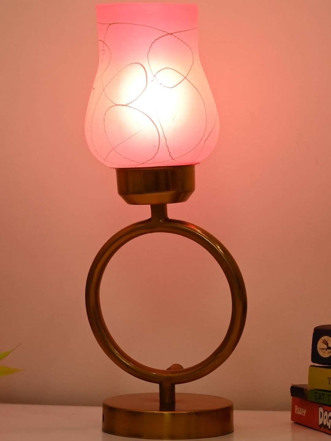 1ST TIME Pink Glass Cylinder Table Lamps