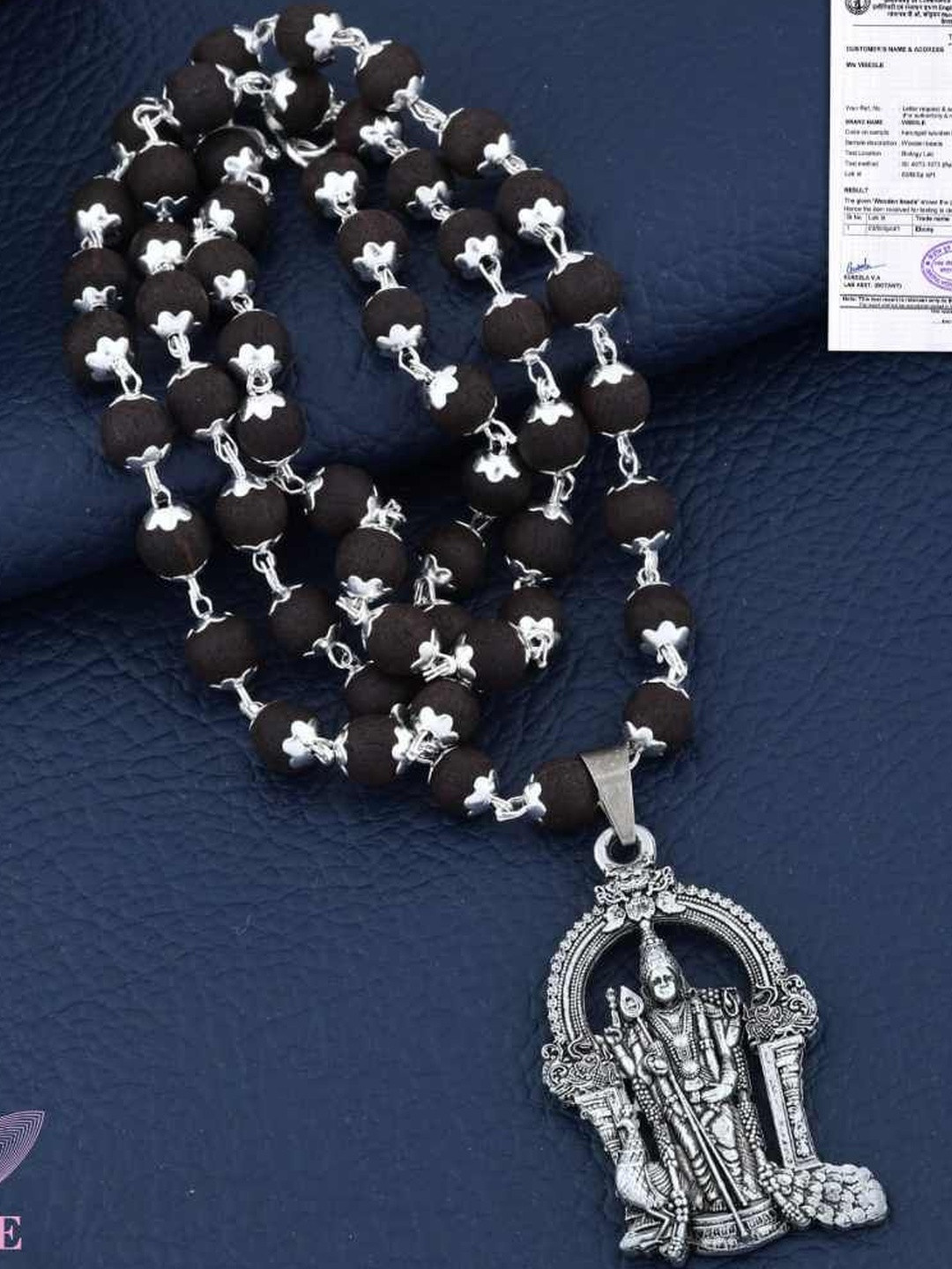 VIBESLE Unisex Silver-toned Karungali Malai