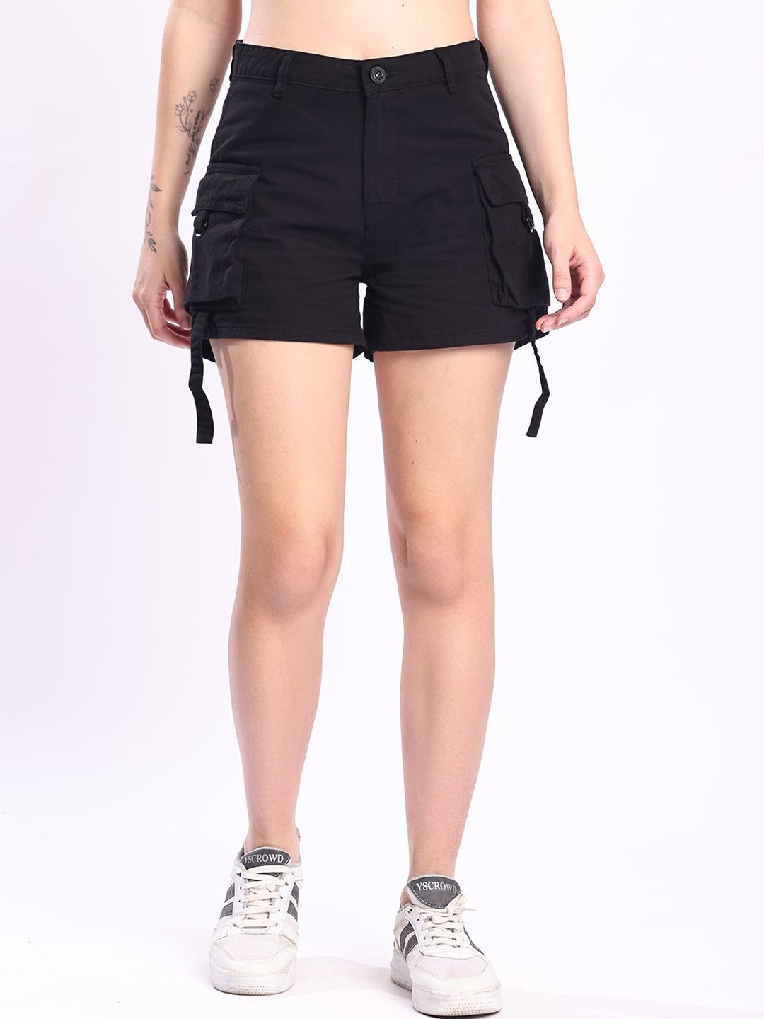 Roadster Women Black Regular Fit Cotton Casual Cargo Shorts