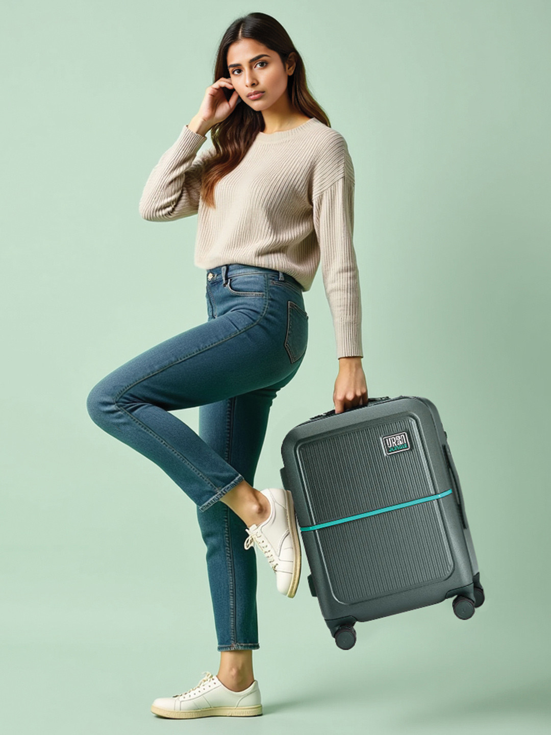 Urban Jungle by Safari Green Cabin Hardside Trolley Polycarboante Suitcase