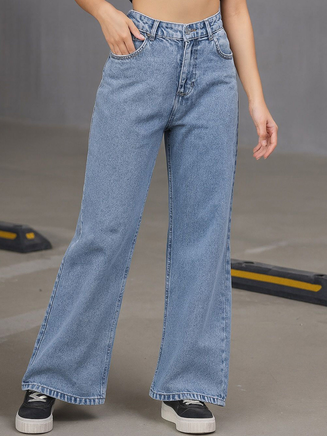 MERCEL Women Wide Leg High-Rise Stretchable Jeans