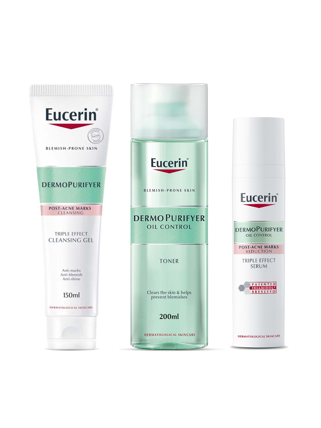 Eucerin DermoPurifyer Combo - Cleansing Gel 150ml + Toner 200ml + Triple Effect Serum 40ml