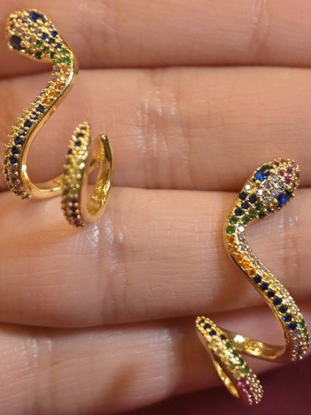 SWAN JEWELS American Diamond Studded Snake Shaped Studs