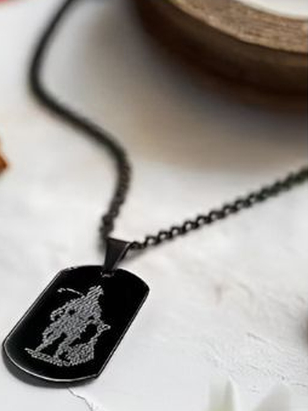 Neze Stainless Steel Hanuman Chalisa And Gada Pendent With Chain