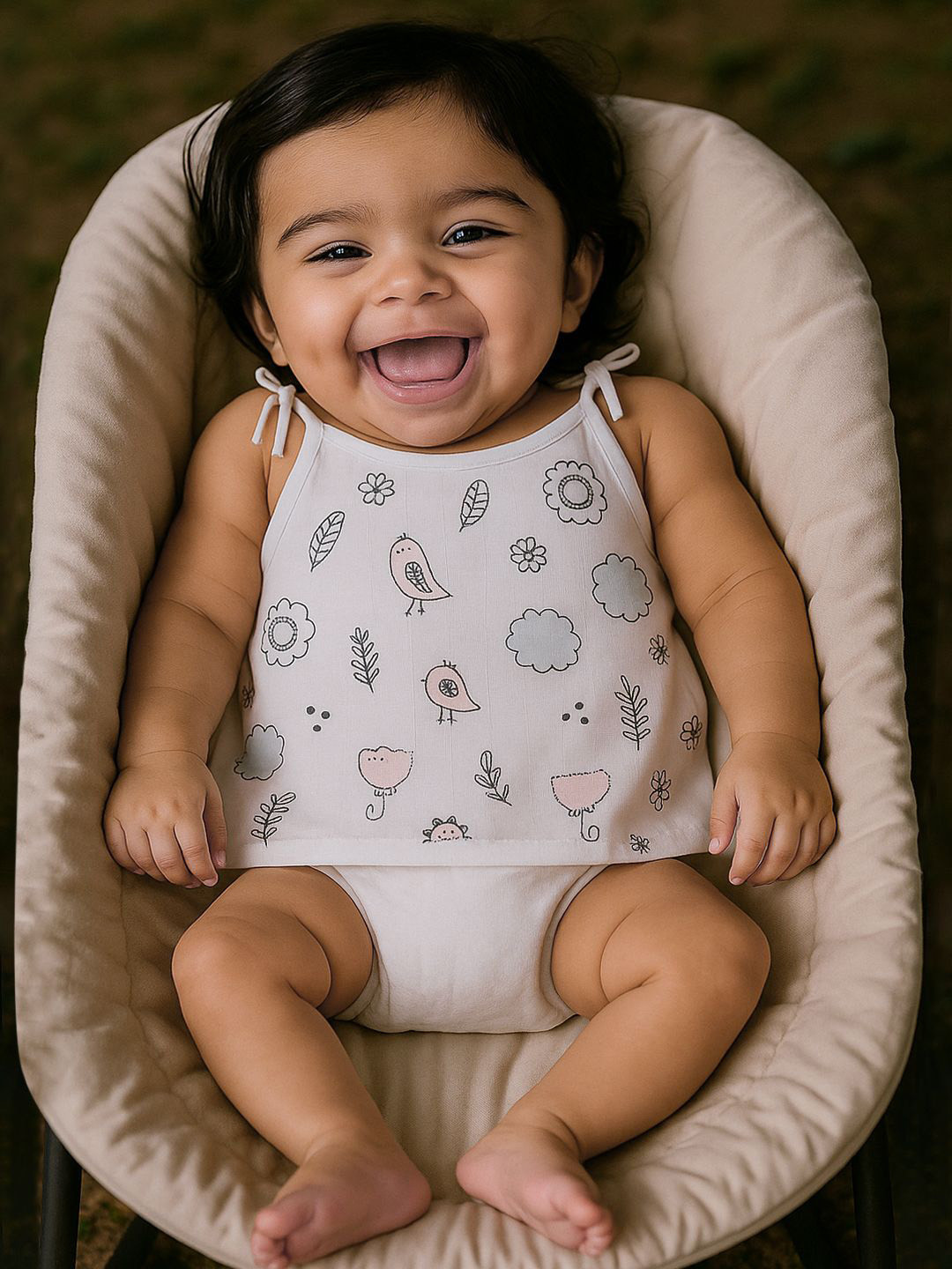 Nuego Infants Birds Print Pure Organic Cotton Muslin Knot Jabla