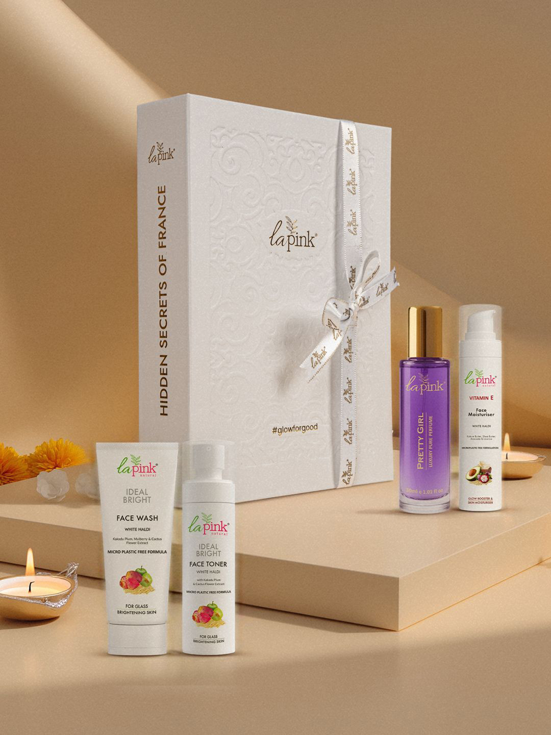 La Pink Set Of 4 Ideal Bright Face Wash Face Toner Face Moisturiser & Pretty Gil Perfume