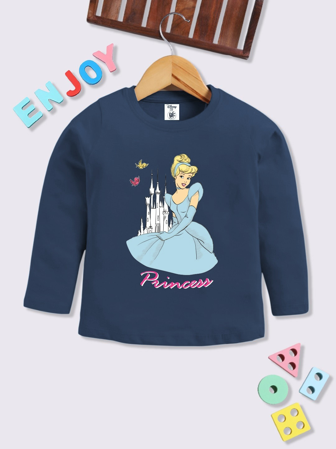 YK X Minute Mirth Girls Disney Princess Printed Cotton T-shirt