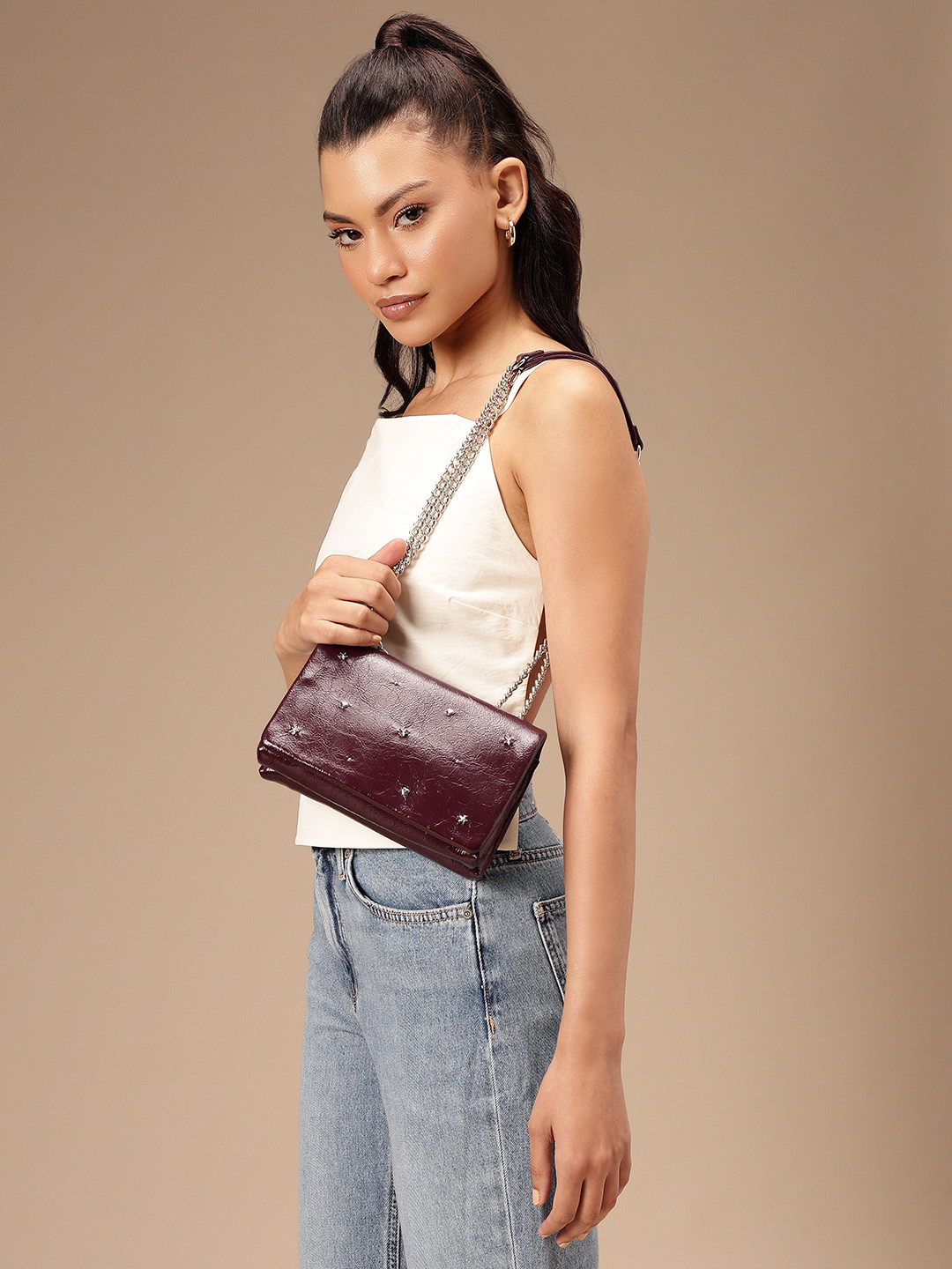 PARFOIS Structured Studded Shoulder Bag