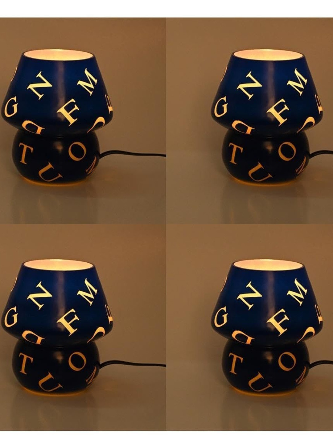 1ST TIME Blue Glass Frustum Shaped Energy Efficient Table Lamps