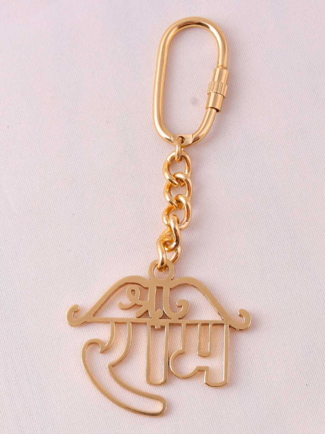 Elita Decorative Gold-Plated Hindu God Charm Chain Link Ram Design Key Chain