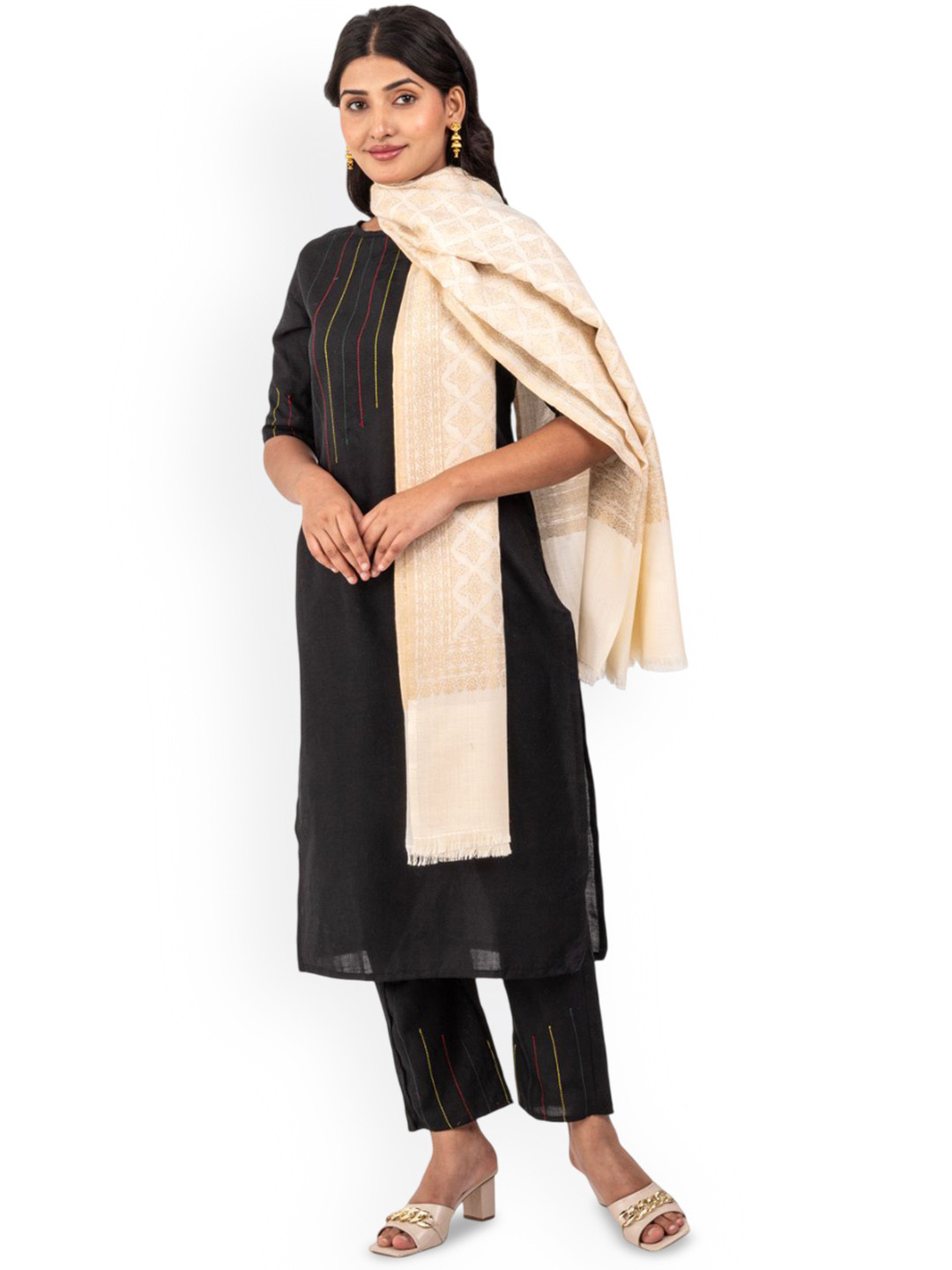 Naureen Women Geometric Woven Design Shawl