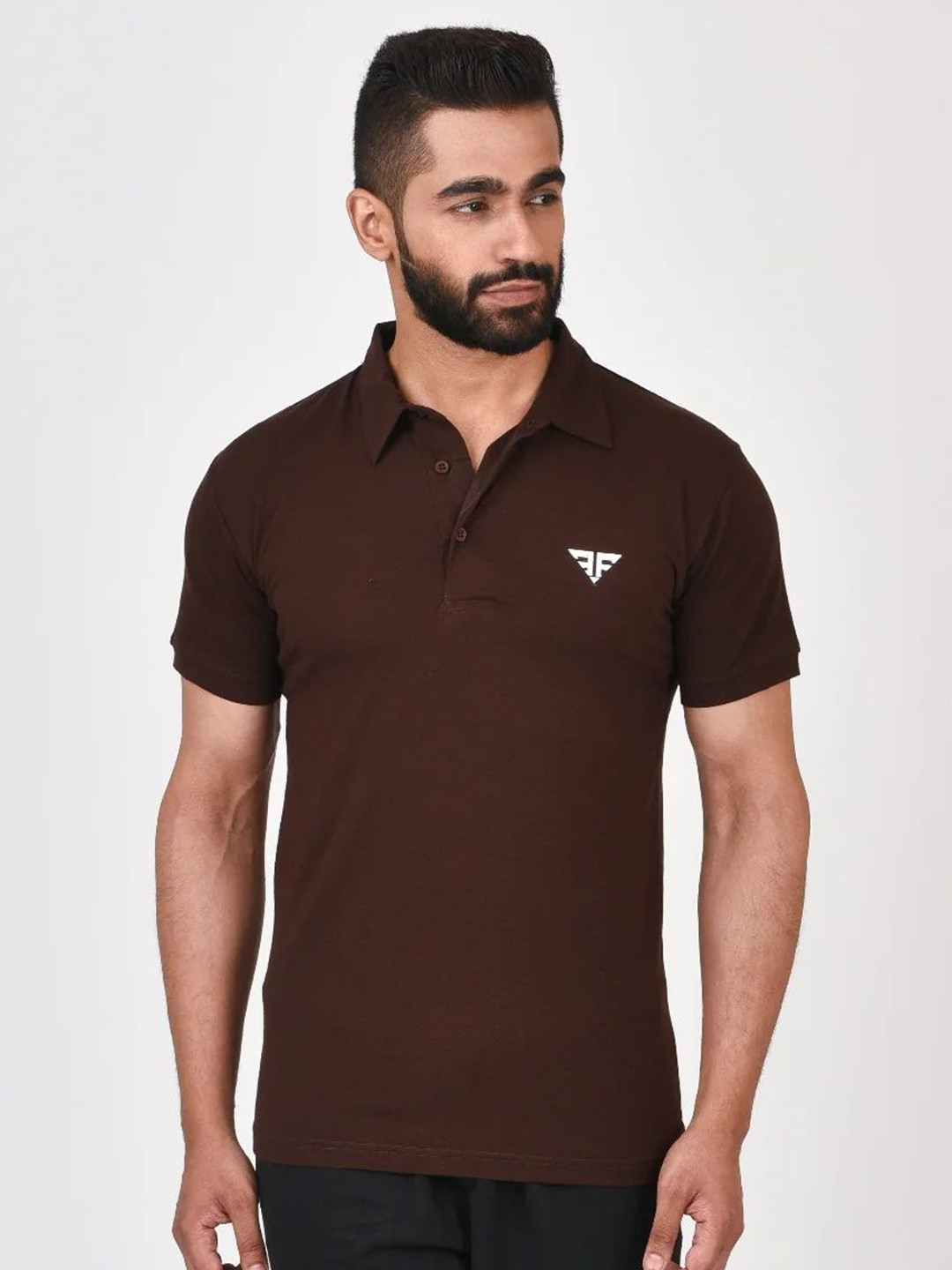 BRUTE FORCE Men Solid Polo Collar Slim Fit T-shirt