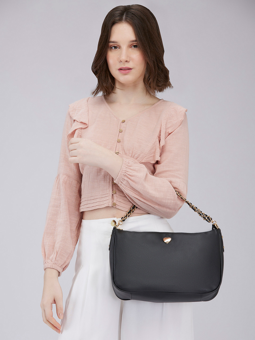 DressBerry X CAPRESE Maisie Women Black Large Crossbody Bag