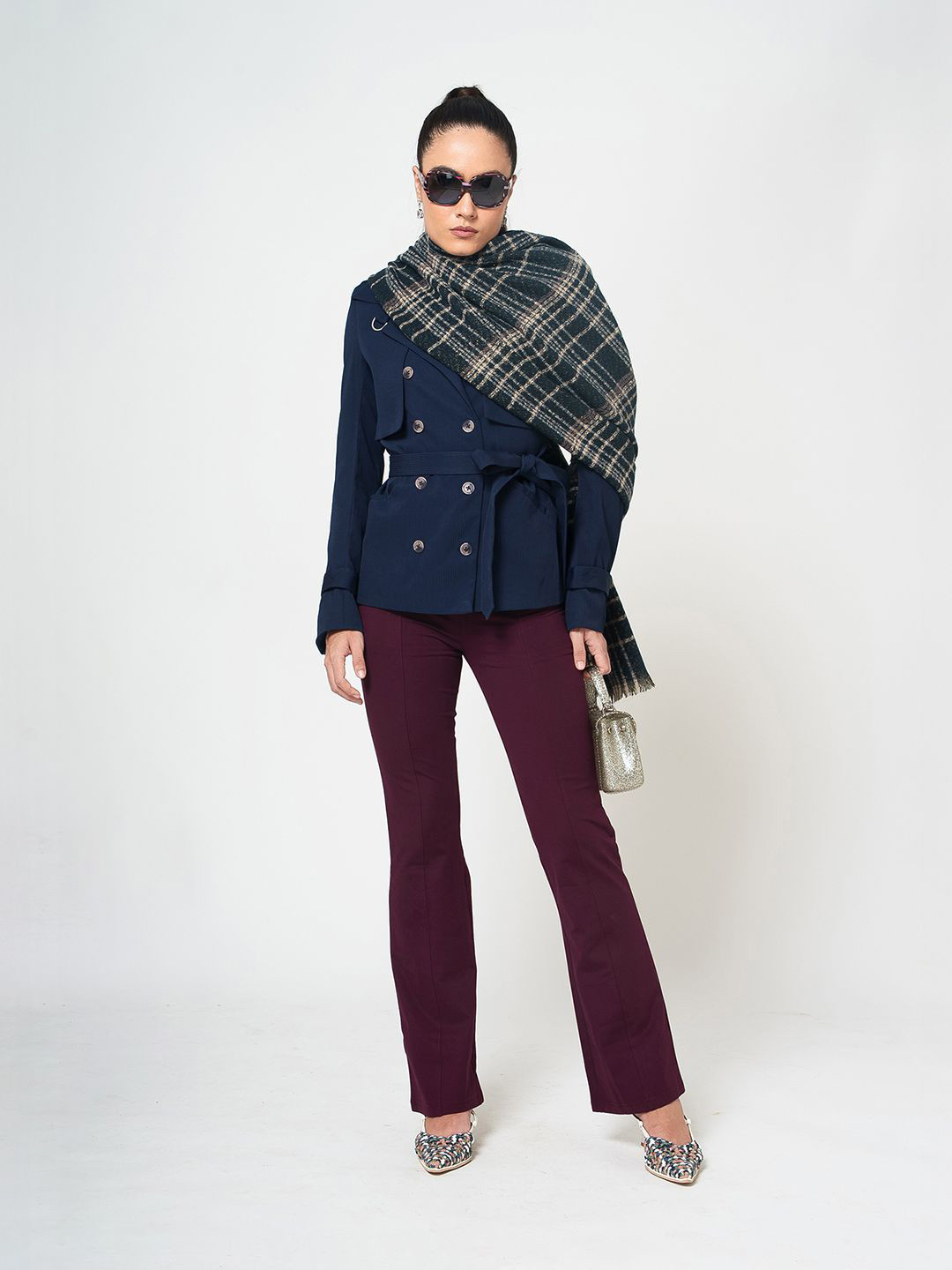 OFFICE & YOU Women Checked Fringed Border Stoles